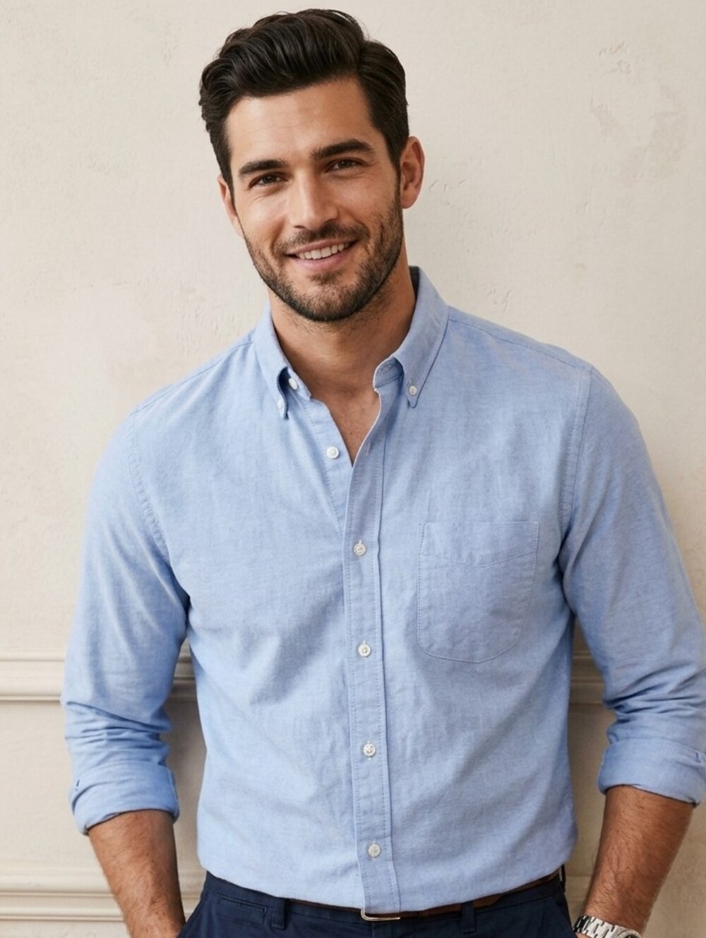 J.Crew Blue Cotton Casual Button Down Long Sleeve Shirt Slim Fit Large